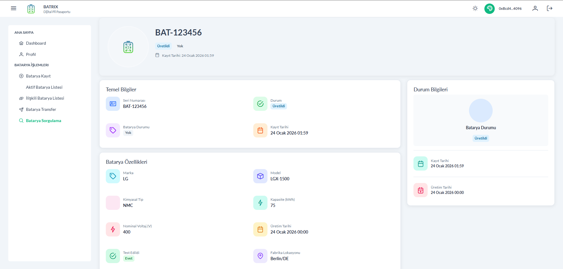 BATRIX Battery Information